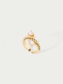 Glisma Nhẫn đơn nữ, Cao cấp/Cổ điển/Sang trọng, Mạ vàng 18K, Quyến rũ/Cổ điển, Dành cho Mẹ/Phụ nữ/Cô gái/Mẹ, Mùa hè/Đi biển/Dạ hội/Tiệc tùng, Nhiều lớp/Đá quý/Hạt cườm/Pha lê - Vàng - Xem 6