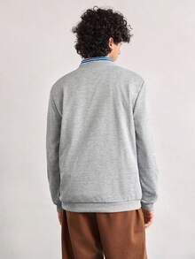 Open Phase Men's Casual Street Versatile Dallas Football Sports Element Print Crew Neck Pullover Sweatshirt, Long Sleeve Top Spring To Summer - Grey - View 2