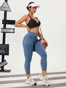 Flexra Women's Blue Casual Slim Fit Stretchy Denim Jeans - Light Wash - View 9