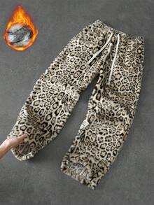 PAVTROS Quần dài nam phong cách đường phố, thời trang kẻ sọc và họa tiết da báo dáng rộng, quần nỉ dệt kim cạp chun, quần nỉ hai mặt, thiết kế họa tiết da báo tự nhiên, "Hòa mình vào thiên nhiên, thể hiện bản thân", phong cách thường ngày, dự tiệc, hoạt động ngoài trời, thư giãn, quà tặng ngày lễ, quà tặng bạn trai, unisex - Nhiều màu - Xem 3