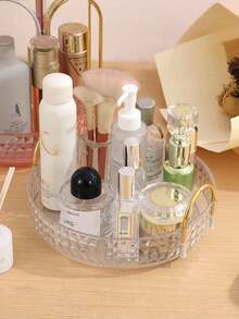 1 PC Large Capacity 360 Degree Rotating Adjustable DIY Plastic Simple Transparent Spinning Organizer Rack Bathroom Vanity Desktop Display Storage Shelf Multi-Scene Home Organization Countertop Decor - Multicolor - View 14