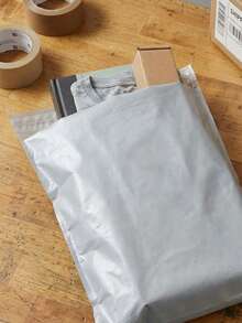 100个/10个加厚防水纯色包装袋，简约百搭，适用于学校、办公室、返校季运输和邮寄、男士生日礼物、情人节礼盒、男士礼盒、男士礼物、散装礼品袋、蓝色礼品袋、情人节。 - 白色 - 查看 2