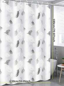 1pcMinimalist Leaf Print Shower Curtain, Black White Design For Modern Bathroom Division & Privacy - Multicolor - View 9