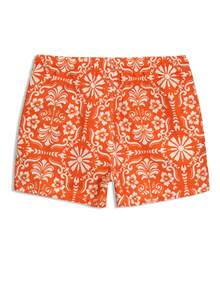 Horizaway 男士休闲印花抽绳沙滩短裤 男士图案泳裤 男士泳装 度假男士泳裤 橙色 - 橘色 - 查看 3