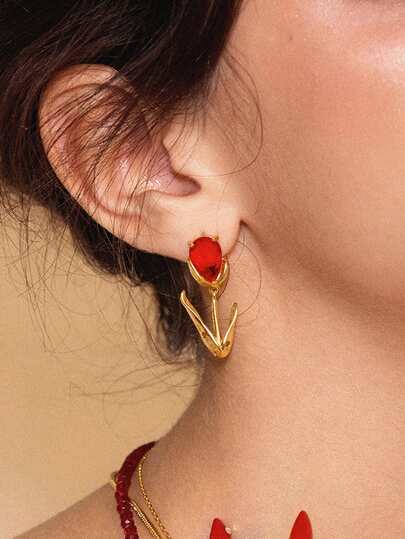 Glisma 优雅时尚立方氧化锆花朵耳环，精致迷人耳环，送给女友的生日礼物，搭配服饰，复古韵味，金属质感，宝石镶嵌，送给妈妈/女士/女孩/母亲，高端品质，复古风，优雅高贵，花朵造型