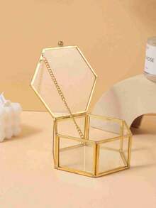 1 Pieza Caja de Almacenamiento de Joyas de Anillo de Vidrio Hexagonal Dorado de Lujo, Organizador de Gran Capacidad para Exhibir Múltiples Anillos, Ideal como Regalo para Boda, Compromiso, Día de San Valentín, Cumpleaños, Aniversario, Fiesta, Celebración, Viaje, Tocador, Decoración Navideña, Caja de Regalo para Joyas, Soporte de Anillos - transparente - Ver 10