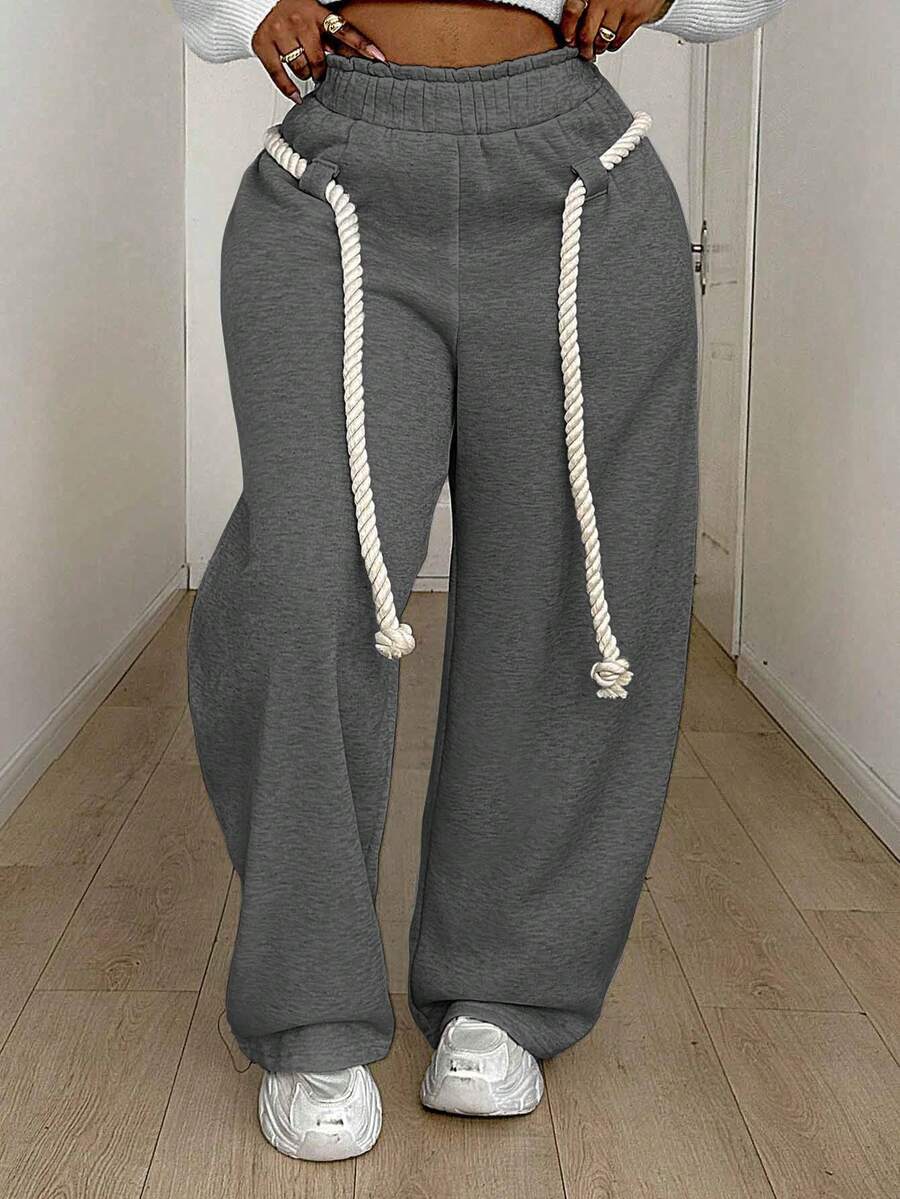 Maweii Quần nỉ rộng rãi, thoải mái, cạp chun, cỡ lớn, thích hợp mặc hàng ngày. - Xám - Xem 1