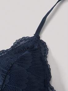 4PCS Wireless Lace Bikini Scalloped Bra Underwear Lingerie - Multicolor - View 5