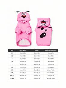 COURAGE THE COWARDLY DOG X SHEIN 1pc Cute Cartoon Pattern Pet Hoodie Sweatshirt, Cat/Dog Clothes, Size XXS-XXXXL, Courage, Cosplay - Pink - View 6