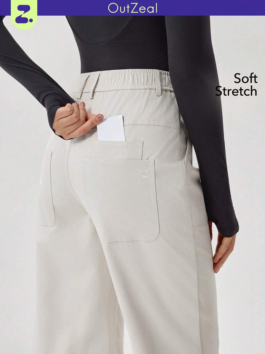 OutZeal 白色女士户外休闲裤，日常休闲款，侧边口袋 - 白色 - 查看 1