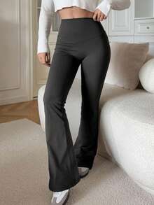 DAZY 女士休闲纯色高腰打底裤 Y2k - 黑色 - 查看 2