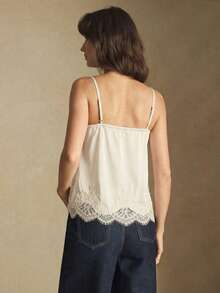 BizChic 新款春夏杏色蕾丝边可调节肩带吊带背心，优雅都市通勤之选 - 杏色 - 查看 2