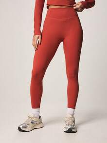 MISSGUIDED Leggings de compresión con cintura en forma de V para mujer, de alta cintura, longitud completa, para entrenamiento atlético, gimnasio, ejercicio, correr y deportes - Color caoba - Ver 4