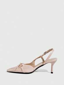 CUCCOO SZL Sepatu hak tinggi stiletto wanita berwarna pink dengan ujung runcing dan pita, gaya retro dan elegan, dapat digunakan untuk kencan, pesta, dan acara lainnya. - Berwarna merah muda - View 9