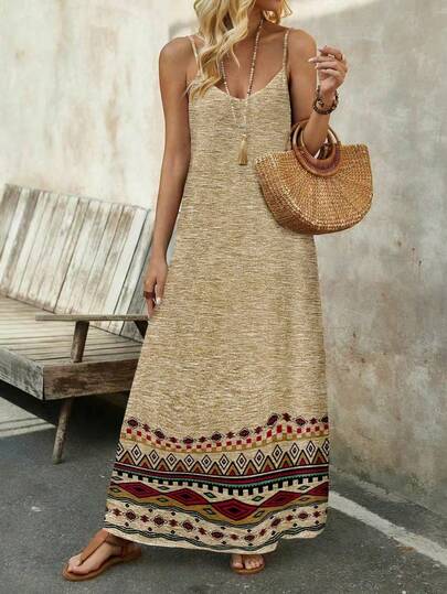 EMERY ROSE Bekväm stretchig stickad casual lång linneklänning för kvinnor, lämplig för sommaren