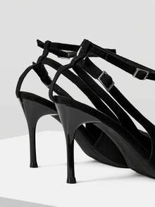 CUCCOO SZL Solid Color Pointed Toe Fashionable Elegant Commuting High Heel Sandals Valentine's Day Spring Shoes - Black - View 11