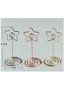 5/10个装，金色桌号卡夹，心形桌牌照片架，桌卡支架，纸质菜单夹 - 金色 - 查看 2