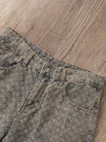 Manfinity Joysei 男士休闲破洞阔腿牛仔短裤 - 銅色 - 查看 4