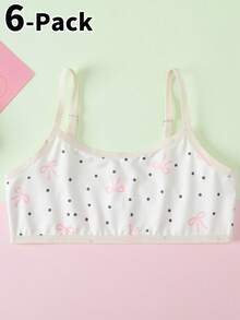 6pcs Camisole Undershirt untuk Anak Perempuan, Desain Minimalis & Segar, Tali Bahu yang Dapat Diatur, Cocok untuk Usia 8-12 Tahun - MultiWarna - View 8