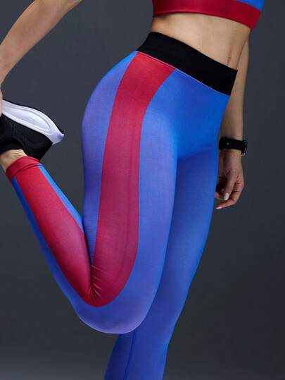 Powerista Women's Contrast Color Patchwork 7/8 Length Leggings