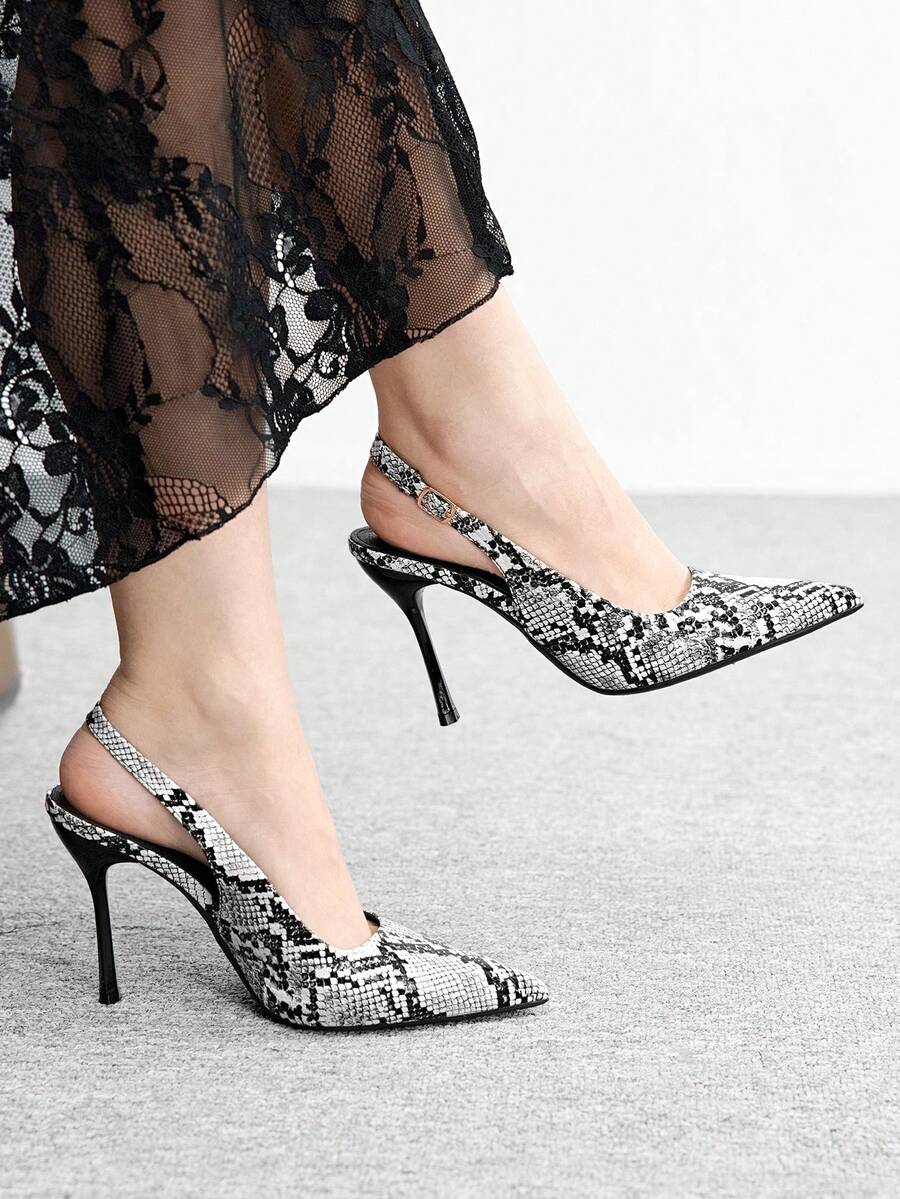 CUCCOO BIZCHIC 2026 Spring And Autumn New Women's Shoes Pointed Slingback Stiletto Stylish And Simple Design, Can Be Matched With Dresses, Daily Commuting, Elegant Dating - snake pattern - View 1