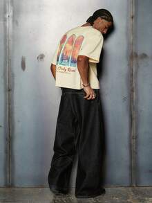 PAVTROS Men's Minimalist Printed Round Neck Short Sleeve T-Shirt - Apricot - View 5