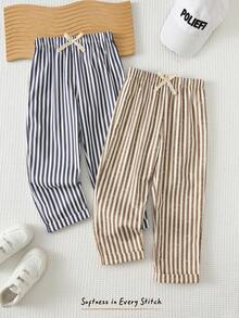 Cozy Pixies 2pcs Young Girl Elastic Waist Striped Pants Set, Versatile & Comfortable - Multicolor - View 4