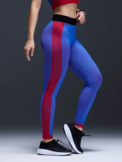 Powerista Women's Contrast Color Patchwork 7/8 Length Leggings