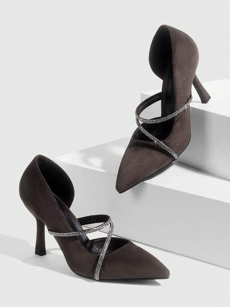 CUCCOO SZL Women's Pointed Toe High Heel Rhinestone Stilettos, Elegant Sexy Party Pumps Valentine's Day