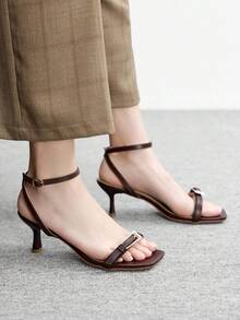 CUCCOO BIZCHIC Women's Buckle Design Fashion Daily Wear High Heel Sandals Valentine's Day - Brown - View 4