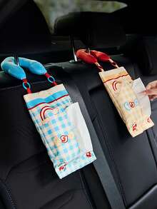 Zazumi 1 Portable Car Tissue Box, Multifunctional And Cute Dopamine Paper Box In The Car, Seat Storage, Hanging Tissue Storage Bag - Multicolor - View 10