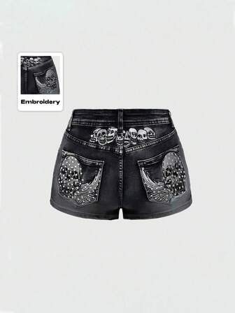 Fairycore Damen Jeans Shorts mit niedriger Taille, modisch für den Sommer