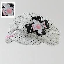 1 Women's Polka Dot Angel Wings Star Cross Newsboy Cap - White - View 1