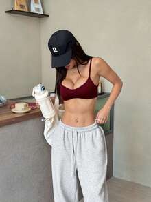 SHEIN EZwear Women's Comfortable Breathable Camisole Top - Burgundy - View 3