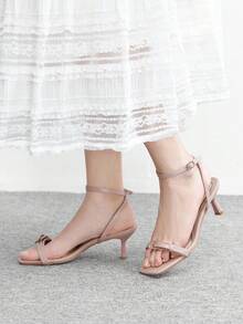 CUCCOO BIZCHIC Women's Buckle Design Fashion Daily Wear High Heel Sandals - Apricot - View 5