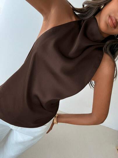 Aloruh Sexig rygglös blus med halterneck för kvinnor, elegant för fest, pendling och semester, sommar