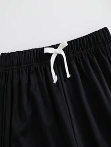 1-Pack Teen Boy Casual Sports College Black Straight Trousers With Side Toothpick Folds Suitable For Back To School Suitable For Birthday Parties, Evening Parties, Performances, Weddings, Baptisms, Opening Ceremonies Daily Suitable For Daily Use Suitable For School Suitable For Travel Suitable For Sports Suitable For Spring And Summer Seasons