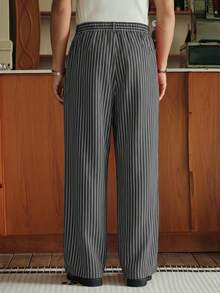 SWAVVY Quần tây nam thời trang thường ngày kẻ sọc - Màu Xám nhạt - Xem 3