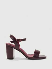 CUCCOO BIZCHIC Women's Buckle Design Fashion Daily Wear High Heel Sandals - Burgundy - View 2