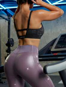 Innovista 女士高腰无缝撞色马术裤 - 紫色 - 查看 7