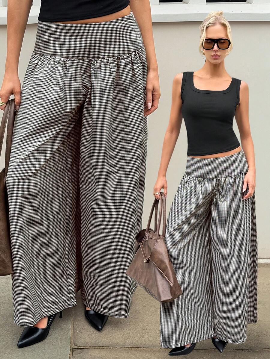 Siren Gaze Women's Plaid Straight Loose Casual Pleated Pants - Multicolor - View 1