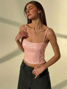 Aloruh Pailletten-Trägerhemd mit offenem Rücken, sexy Party-Top für Frauen, weinrot, geeignet für Valentinstag & Weihnachten - Champagnerfarben - Übersicht 4