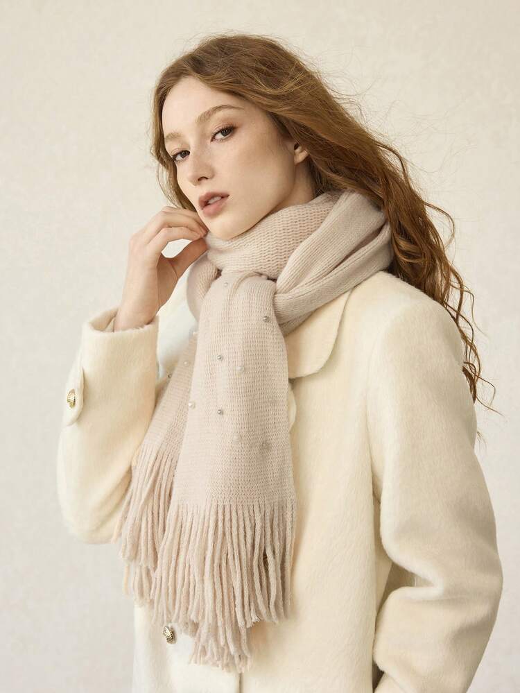 FAUX PEARL DECOR SOFT SCARF