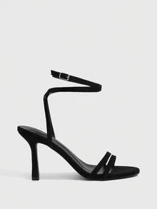 CUCCOO SZL Sandalias de tacón alto brillantes de moda para mujer, adecuadas para ocasiones de fiesta - Negro - Ver 3