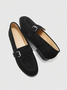 CUCCOO BIZCHIC 新款复古乐福鞋 小号真皮鞋 圆头 平底 套脚搭扣通勤鞋 女款 - 黑色 - 查看 10