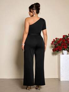 Cravure Bộ áo liền quần cỡ lớn đính cườm hoa, thiết kế ôm eo, hàng mới mùa hè. - màu đen - Xem 7