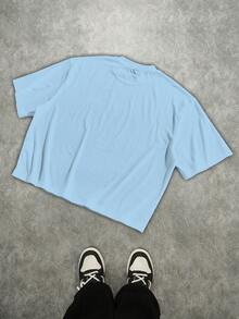 Manfinity ZONE917 Camiseta corta suelta de impresión digital OEM (alta calidad) - Celeste - Ver 4