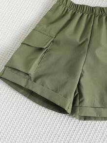 SHEIN 男童休闲套装（3件套） - 工装背心、圆领短袖T恤和短裤 - 彩色 - 查看 10
