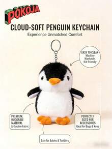 POKOJA LAND - BESTSELLERS 1个装可爱企鹅钥匙扣，卡哇伊企鹅毛绒玩具钥匙扣，背包挂件，适用于手提包、钱包、背包、车钥匙等装饰，春夏送给女性的礼物 - 彩色 - 查看 3