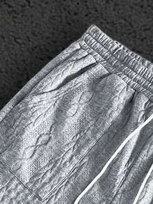 HIMLAND Men's Casual Textured Fabric Drawstring Waist Slant Pocket Pants - Grey - View 5